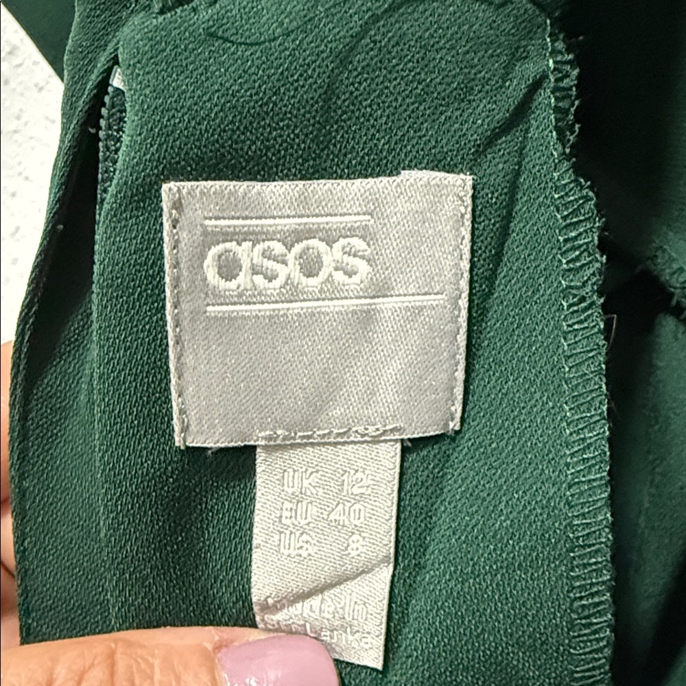 ASOS Dark Green Backless long sleeves Dress 8 - Picture 9 of 9